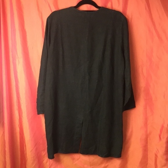 Cachaca Women’s Linen Jacket Dark Teal Size S Snap Front 3-D Roses Side Pockets - Picture 8 of 11